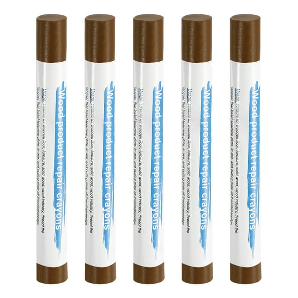 Uxcell 5pcs Wood Filler Sticks Wooden Wax Touch Up Furniture Repair Crayons for Scratch Cracks Hole Table Wood Floor, Brown Walnut