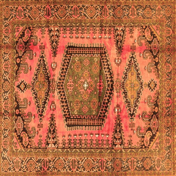 Ahgly Company Indoor Square Persian Orange Traditional Area Rugs, 8' Square
