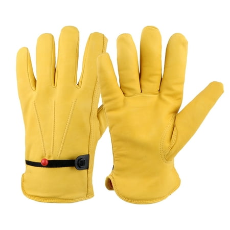 

UDIYO 1 Pair Cowhide Plush Warm Wear-resistant Gardening Work Safety Protection Gloves