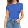 thumbnail image 2 of Xishao Women's Round Neck Short Sleeve T Shirts Basic Bodysuits Xishao ropa, 2 of 2