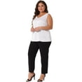 thumbnail image 3 of DARING DIVA Women's Plus Silk Satin Tank Top V Neck Cami Blouse 3X White, 3 of 6