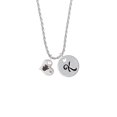 thumbnail image 2 of Delight Jewelry Silvertone Hand Print Heart Silvertone Script Initial Disc - K - Charm Necklace, 20"+3", 2 of 4