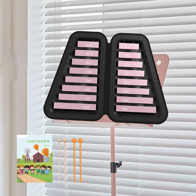 Glockenspiel Xilófono de 16 notas, iluminación de entretenimiento, fácil de aprender con estuche rígido, instrumento musical para regalo de cumpleaños , Rosa