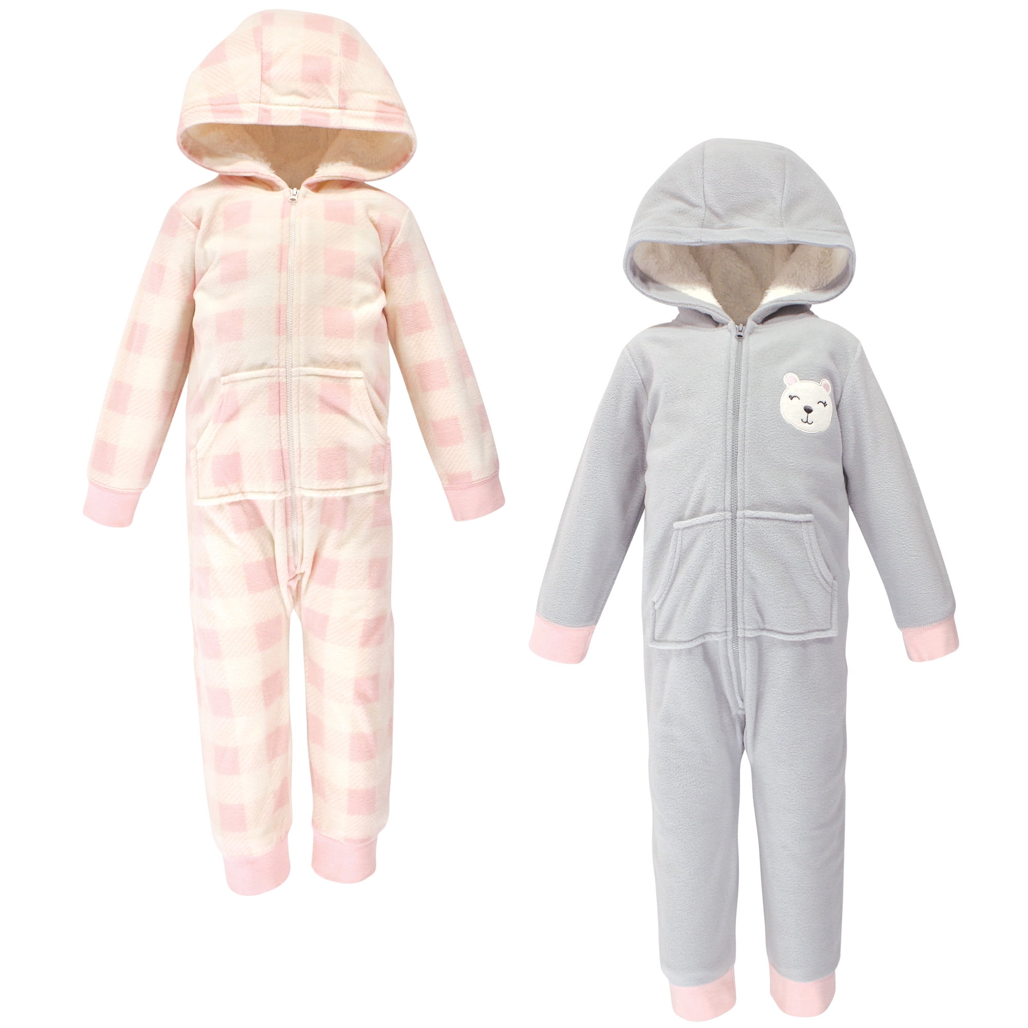 Hudson Baby Hudson Baby Girl Toddler Fleece Jumpsuits, 2Pack