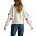thumbnail image 3 of Winter Sweaters for Women Red Bow Decorated Loose Round Neck Pullover Sweater Christmas Sweaters, 3 of 9