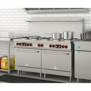 60 In. Commercial Electric Range with 10 Burners and 2 Standard Electric Ovens in Stainless Steel - 208V 3 Phase