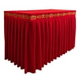 thumbnail image 2 of deevoka Buddhist Tablecloth Buddhist Table Skirt for Dining Room Ornament Decoration Bright Red Lotus, 2 of 9