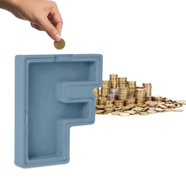Cerdo de Ahorro de Letras de Madera F, Caja de Dinero Gravada para Niños