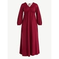 thumbnail image 4 of Time and Tru Women's Tie Back Maxi Dress with 3/4-Length Sleeves, Sizes XS-XXXL, 4 of 4