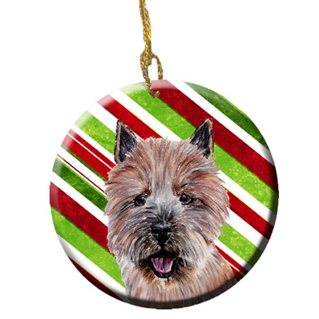 Norwich Terrier Candy Cane Christmas Ceramic Ornament