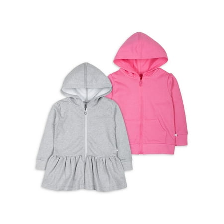 

Little Star Organic Toddler Girl 2 Pk Long Sleeve Full Zip Hoodie 9 Months-5T