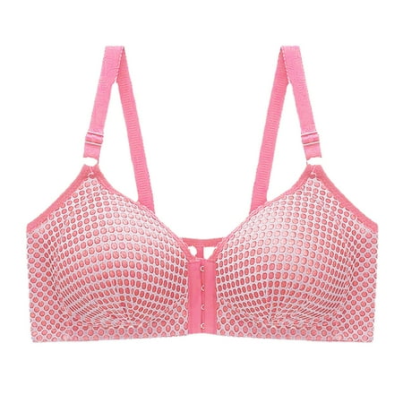 

Womens Bra Comfortable Gathering Front Buckle Without Steel Ring Plus Size Thin Cute Elegant Sports Underwear For Women