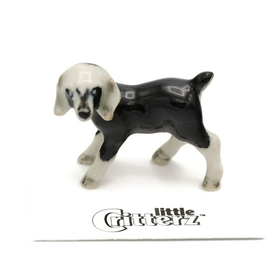 Little Critterz Goat Nubian Goat Kid "Domino" - Realistic Farm Animal Hand-painted Decorative Figurine - Miniature Porcelain Figurine