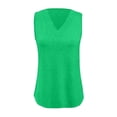 thumbnail image 4 of Yuanlong Womens T-Shirts V Neck Solid Color Sleeveless Top Soft Breathable Loose Casual Daily Minimal Summer Basic Tee Top, 4 of 5