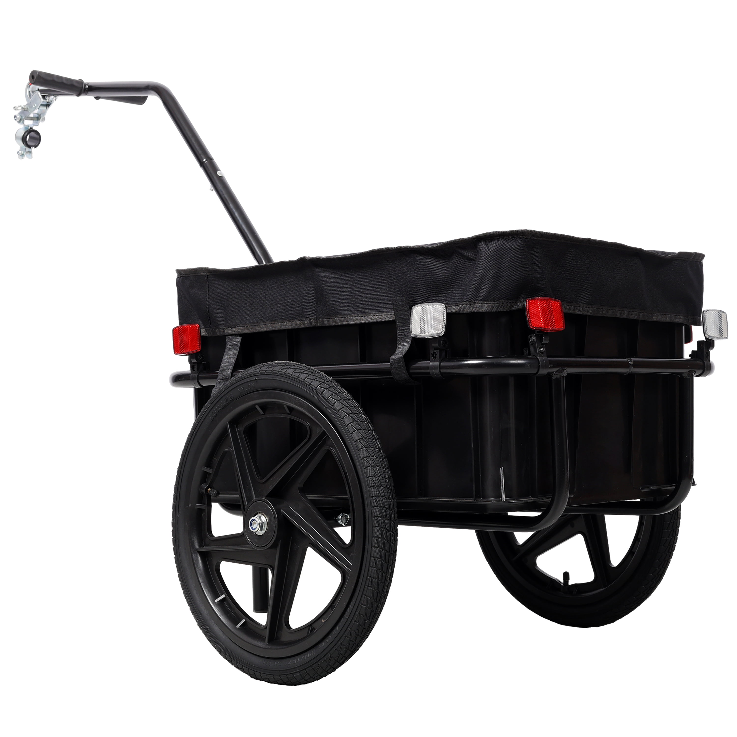 Bike Cargo Trailer with Support Bar, 600D PVC Waterproof Cover, Removable Box, Utility Bike Wagon Trailer for Shopping Camping and Outdoor Activities