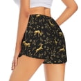 thumbnail image 4 of Picia Christmas Gold Deers1 Pattern Women's 2 in 1 Athletic Running Shorts High Waisted Workout Casual Gym Sweat Shorts with Comfy Liner Zipper Pockets-XX-Large, 4 of 9