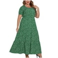 thumbnail image 2 of SMihono Robe Maxi Bohème d'Été pour Femmes Grande Taille Robe Décontractée Aguichant Mode Été Col Rond Manches Courtes Ample Imprimée Robe de Plage, 2 of 8