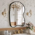 thumbnail image 6 of Fahomiss 20"x32" Black Bathroom Wall Mirror, Irregular Curved Metal Framed Mirror, 6 of 8