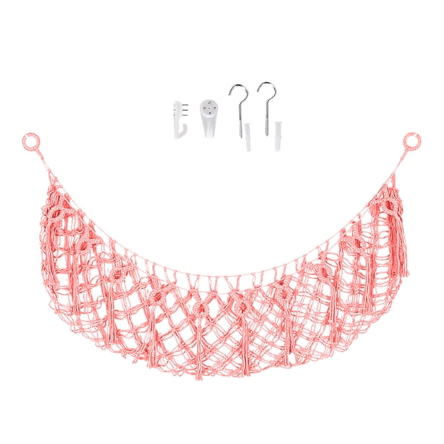 Handwoven Macrame Toy Storage Net Large Wall Hanging Organizer For Nursery Kids Room Decoration And Stuffed Animal Display