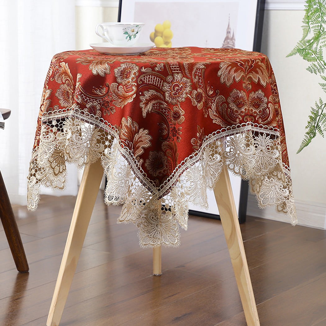 31inch Round Hand Crochet Tablecloth Ecru Vintage Lace Table Cloth Floral Doily 