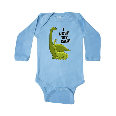 

Inktastic I Love my Dad with Baby and Daddy Brontosauruses Gift Baby Boy or Baby Girl Long Sleeve Bodysuit