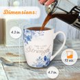 thumbnail image 2 of Christian Art Gifts Motivational Ceramic Coffee and Tea Mug for Women: The Lord is My Strength - Psalm 28:7 Bible Verse Novelty Inspiring Hot and Cold Beverage, Pastel Blue and White Floral, 12 oz., 2 of 6
