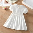 thumbnail image 4 of CHEEREAM Toddler Girls Casual Dress Puff Sleeve A-Line Swing Flared Party Birthday Dresses with Peter Pan Collar for 2-14 Years White 9 Years, 4 of 9