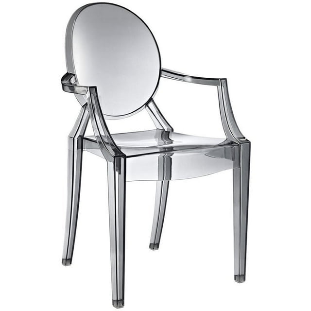 Hawthorne Collections 18.5" Modern Plastic Dining Arm Chair in Smoke Gray