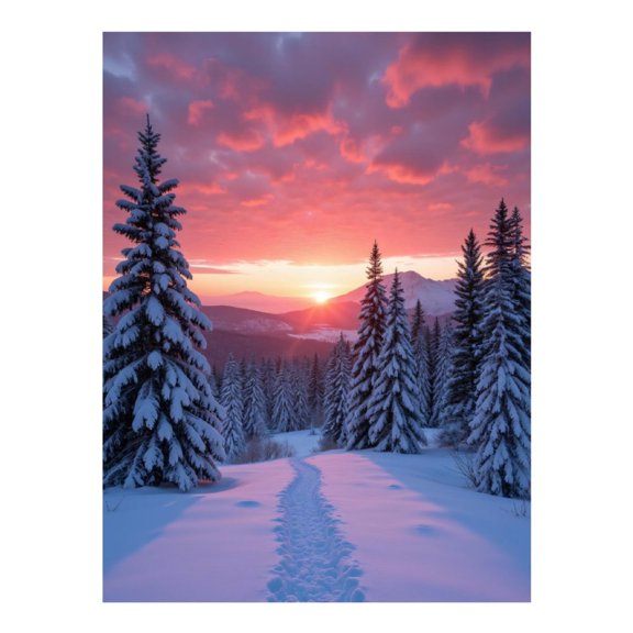 Diamond Art Kit for Adults, Winter Sunrise Snowy Landscape Diamond Painting for Adults Beginners, 5D DIY Diamond Art Painting Kits, Colorful Diamond Painting Craft for Home Decor 12x16