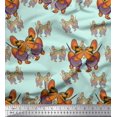 thumbnail image 1 of Soimoi Green Rayon Crepe Fabric Pitbull Cartoon Decor Fabric Printed BTY 46 Inch Wide, 1 of 3
