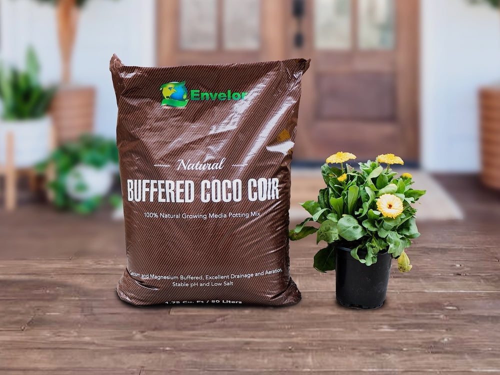 Envelor Potting Soil Indoor Plants Soil Coco Coir Mix Coconut Coir for Plants Outdoor Buffered Garden Soil Planting Coco for Plants Coco Soilless Potting Mix 1.75 Cu Ft, 50 Liter Bag