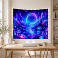 thumbnail image 5 of Cosmic Lotus Landscape with Celestial Body in Starry Sky, Dreamy Surreal for Space Enthusiasts, Fantasy Wall Art Decor, Housewarming Gift, Tapestry Wall Hanging for Bedroom and Living Room, 5 of 7
