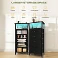 thumbnail image 5 of 5 Drawers Dresser for Bedroom, Tall Nightstand with Charging Station, Fabric Dresser for Closet with Storage Shelf, Vertical Dressers Chest LED Night Stand, Bedside Table for Dorm Living Room Black, 5 of 17