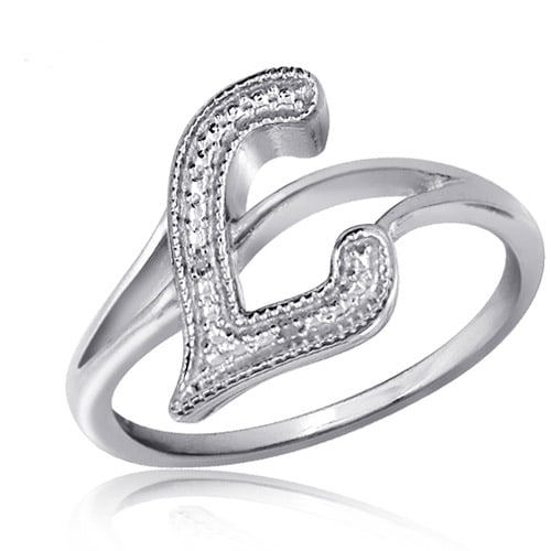 White Diamond Sterling Silver Initial Spell