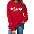 thumbnail image 2 of Xuyuer Women's Valentine's Day Printed Hooded Sweatshirt, Long Sleeve Pullover with Heart Graphic for Holiday Gifts, Couple Outfits and Cozy Casual Winter Wear, 2 of 9