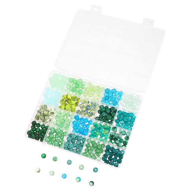 HONMEET 1Set Large Hole Glass Beads Kit for Bracelet Making with Assorted Colors and Smooth Round Design