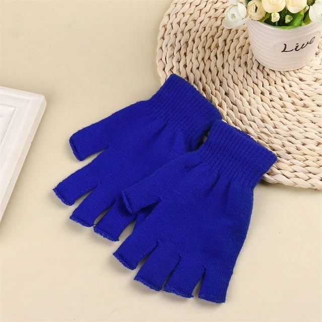 Guantes cálidos de punto acrílico, guantes creativos de invierno de medio dedo, guantes unisex