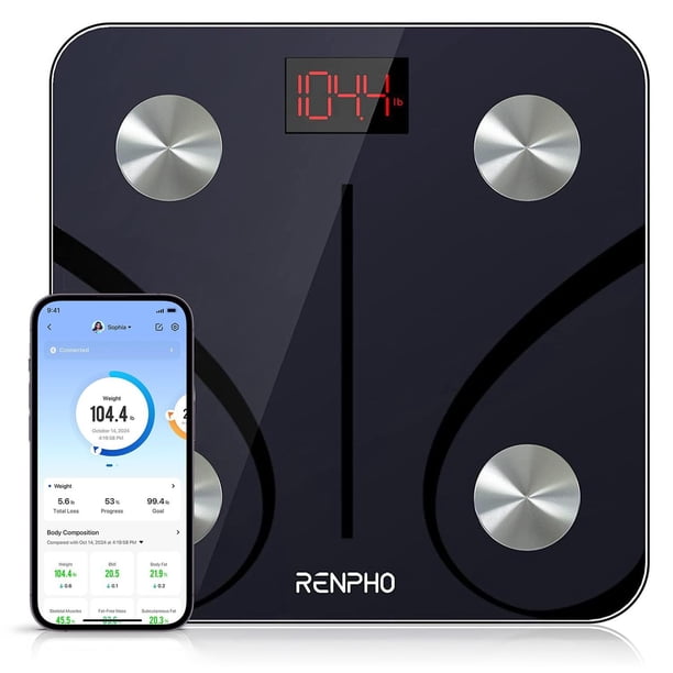 RENPHO Escala de Grasa Corporal Bluetooth, Escala de Peso Digital Analizador de Composición Corporal