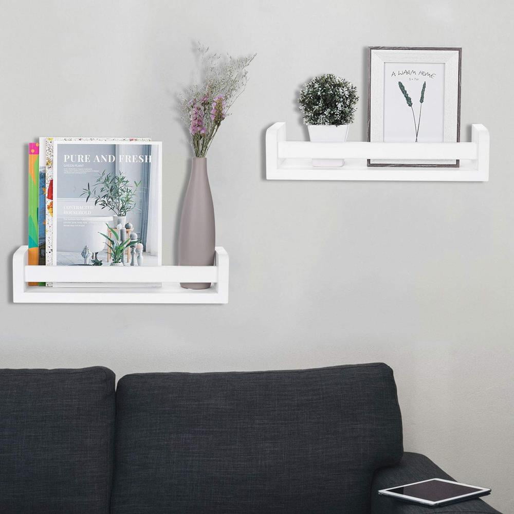 Zimtown Floating Shelf,White,Set of 2,Bookshelf,Wall Mounted Storage