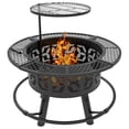 thumbnail image 4 of YESSW Fire Pit BBQ Grill Wood Burning Fire Pit with Cooking Grate & Poker – Outdoor Firepit for Backyard, Patio, Camping, Bonfire Heating & BBQ, 4 of 11
