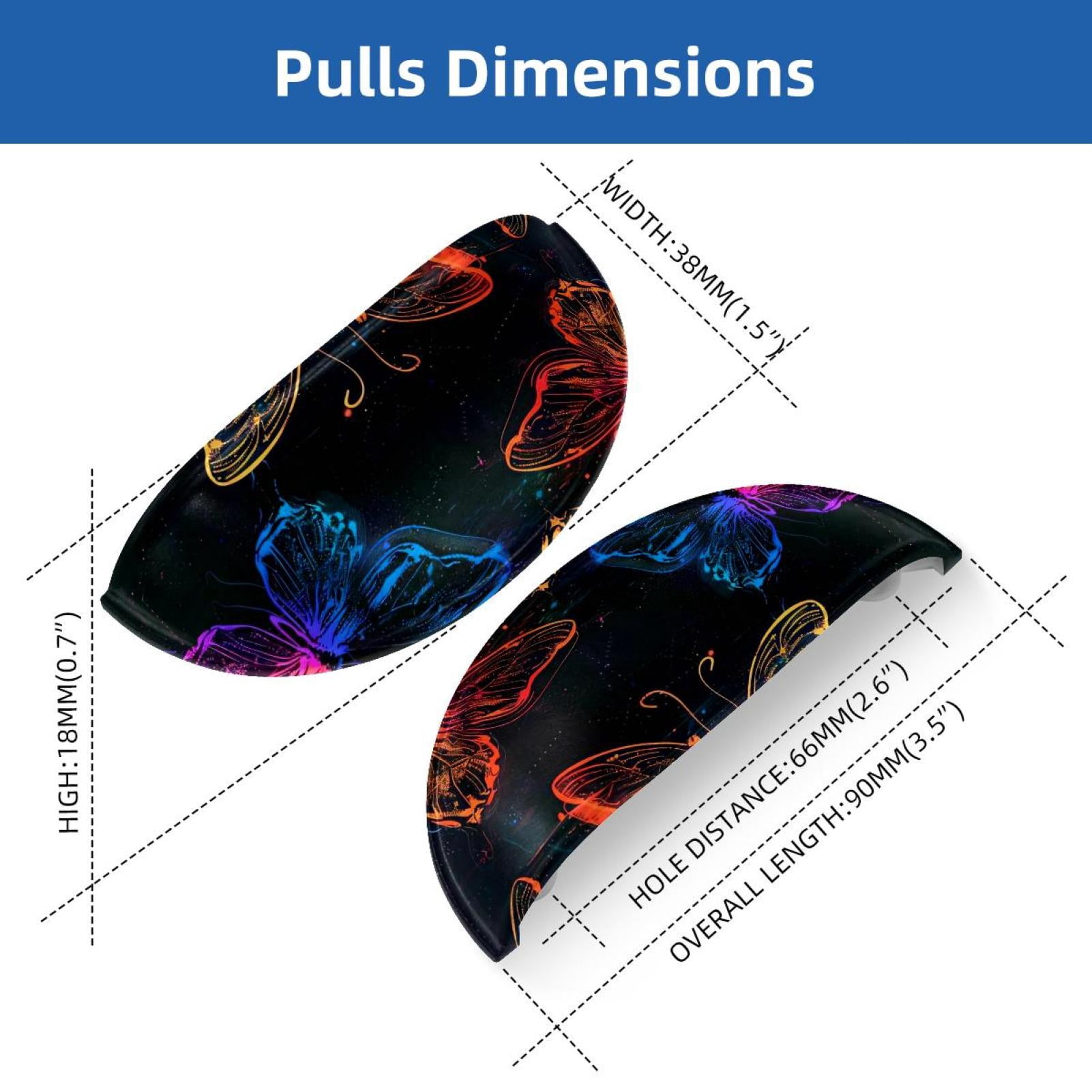 PhooArto 6 Pcs Cup Drawer Pulls, Colorful Neon Butterfly Pattern Shell Shape Handles Cabinet Knobs for Dresser Cupboard Closet Wardrobe with Screws