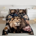 thumbnail image 2 of Manfei Woodland Wildlife Full Size Comforter Sets for Teens, Jungle Lion Print Bedding Comforter Set, Rustic Floral Reversible Bedding Sets, Breathable Home Decor, 3pcs, 2 of 8