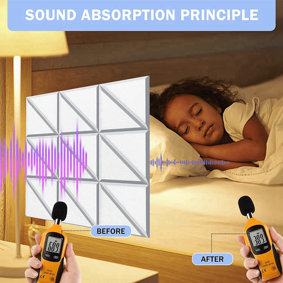 Self-Adhesive Acoustic Panels, 24Pcs 12X12X0.4Inch Sound Absorbing Panels, Decorative Soundproof Wall Panels C