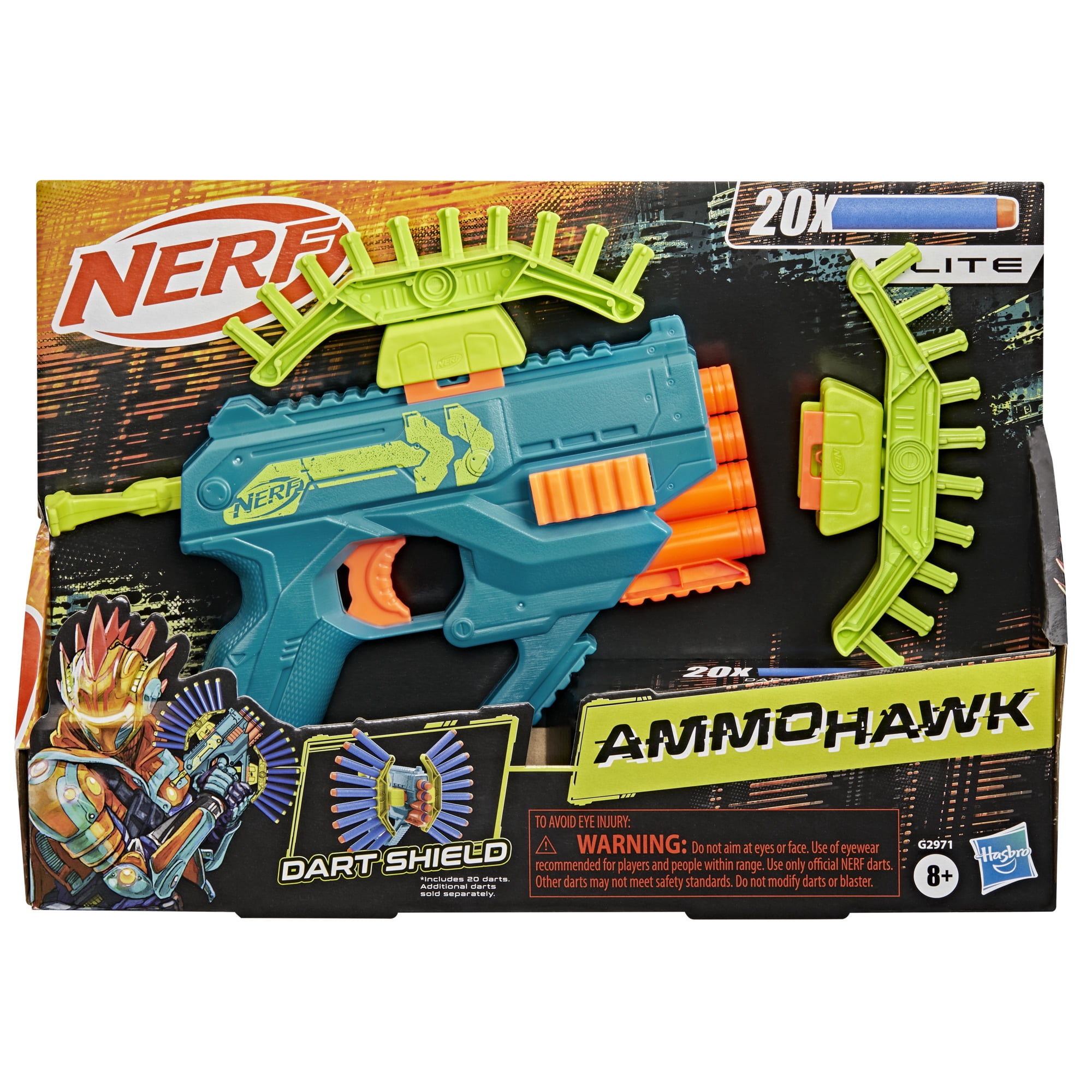 Nerf Elite Rebel Ops Ammohawk Blaster, 2 Attachments, 20 Nerf Elite Foam Darts, 8 and up