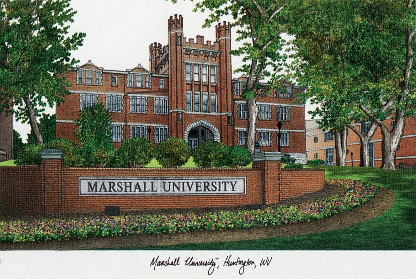 Marshall Thundering Herd 11w x 8.5h Spirit Diploma Manhattan Black Frame with Bonus Campus Images Lithograph (value savings $59)