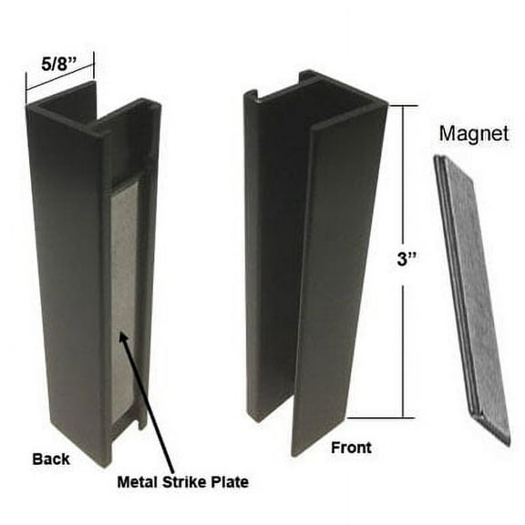 Gordon Glass Co. Shower Door U-Channel Dark Bronze Metal 3"W x 76"H, 3/8" Thick Shower Door