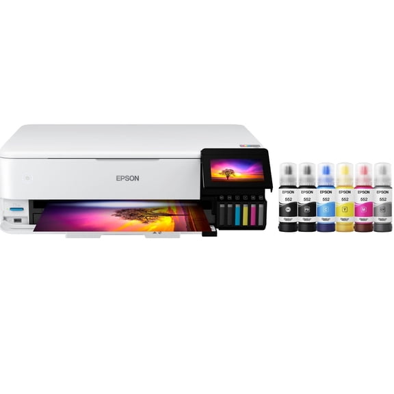 Open Box Epson EcoTank Photo ET-8550 Wireless Wide-Format Color All-in-One Supertank Printer with Scanner, Copier, Ethernet