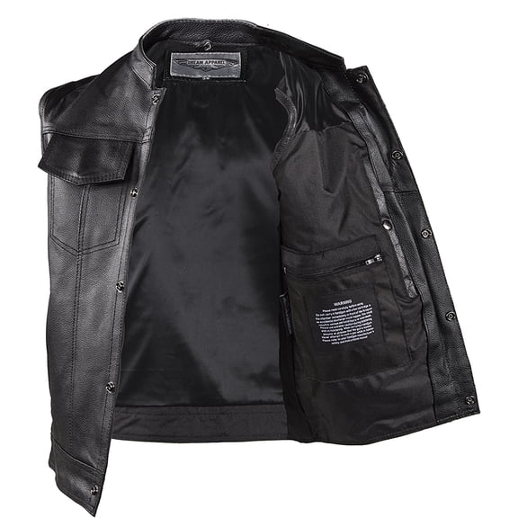 Men's Premium Cowhide Leather Motorcycle Vest w/ Black Liner