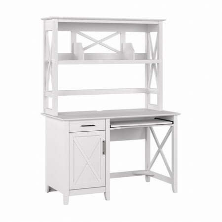 UPC: 0042976140762 | Bush Furniture Key West 48W Small Computer Desk with Hutch in Pure White Oak