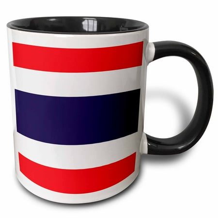 

3dRose Flag of Thailand - Thai red white navy blue stripes - Asian country - Asia world - Trairanga - Two Tone Black Mug 11-ounce